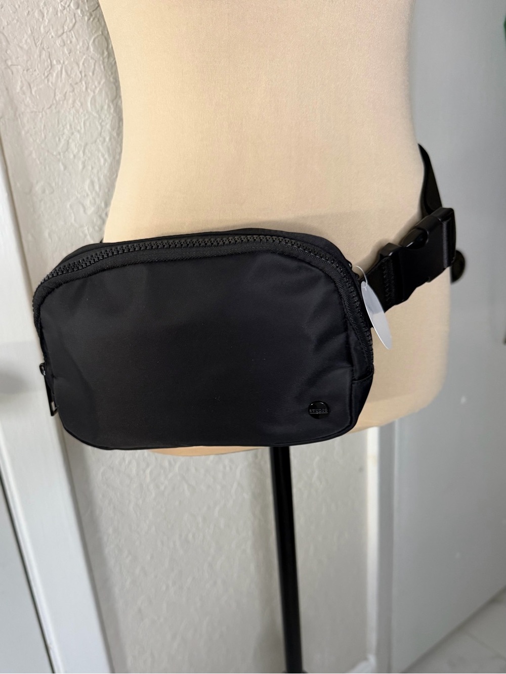Studio NYC Black Nylon Belt Bag Crossbody Sling Adjustable Strap